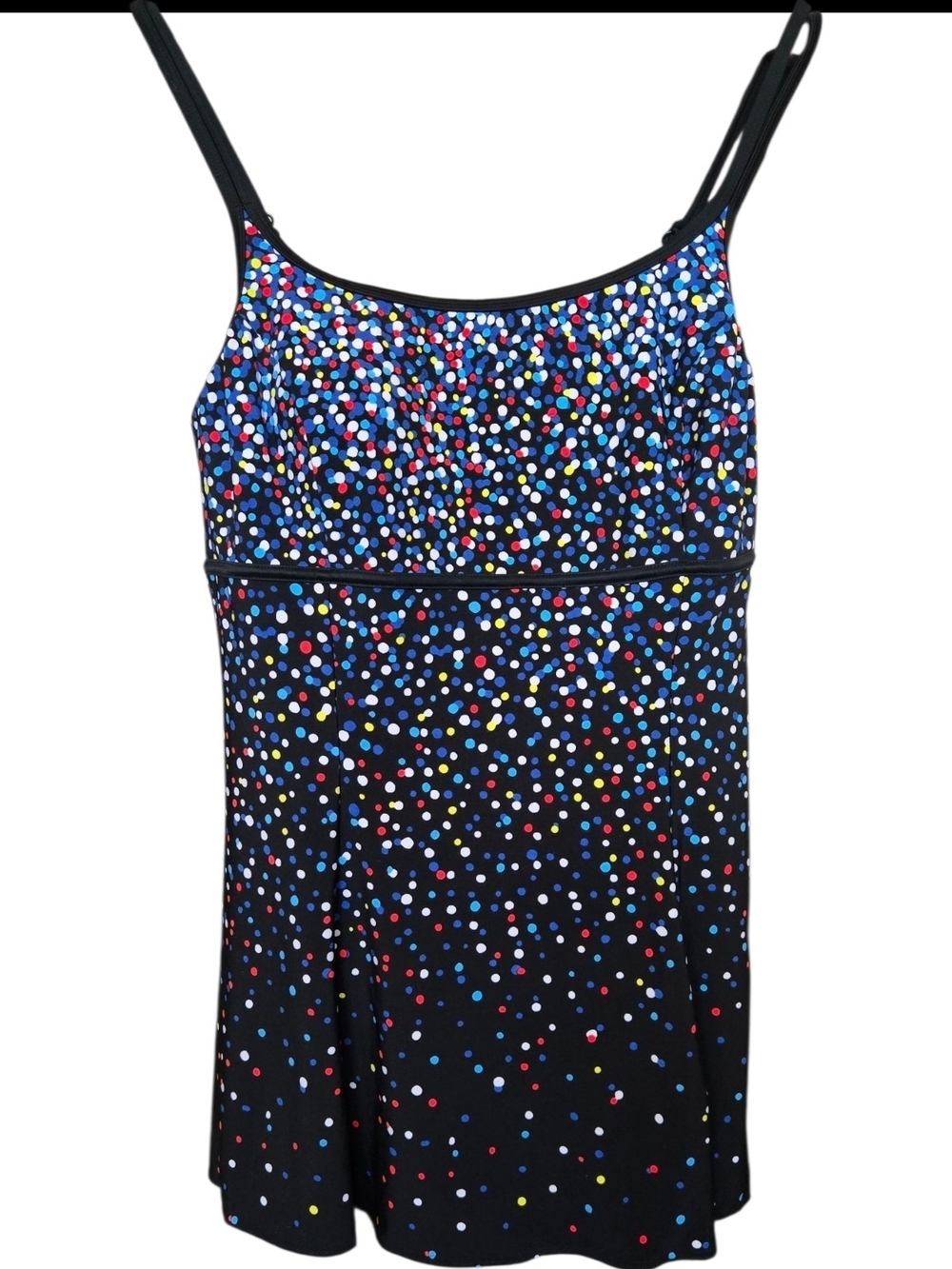 NWTs Longitude by Mimi Flamingo Colored Poka Dot Swim Dress W Shapewear Sz 8